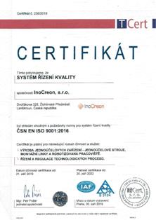 Certifikát ISO 9001-2015